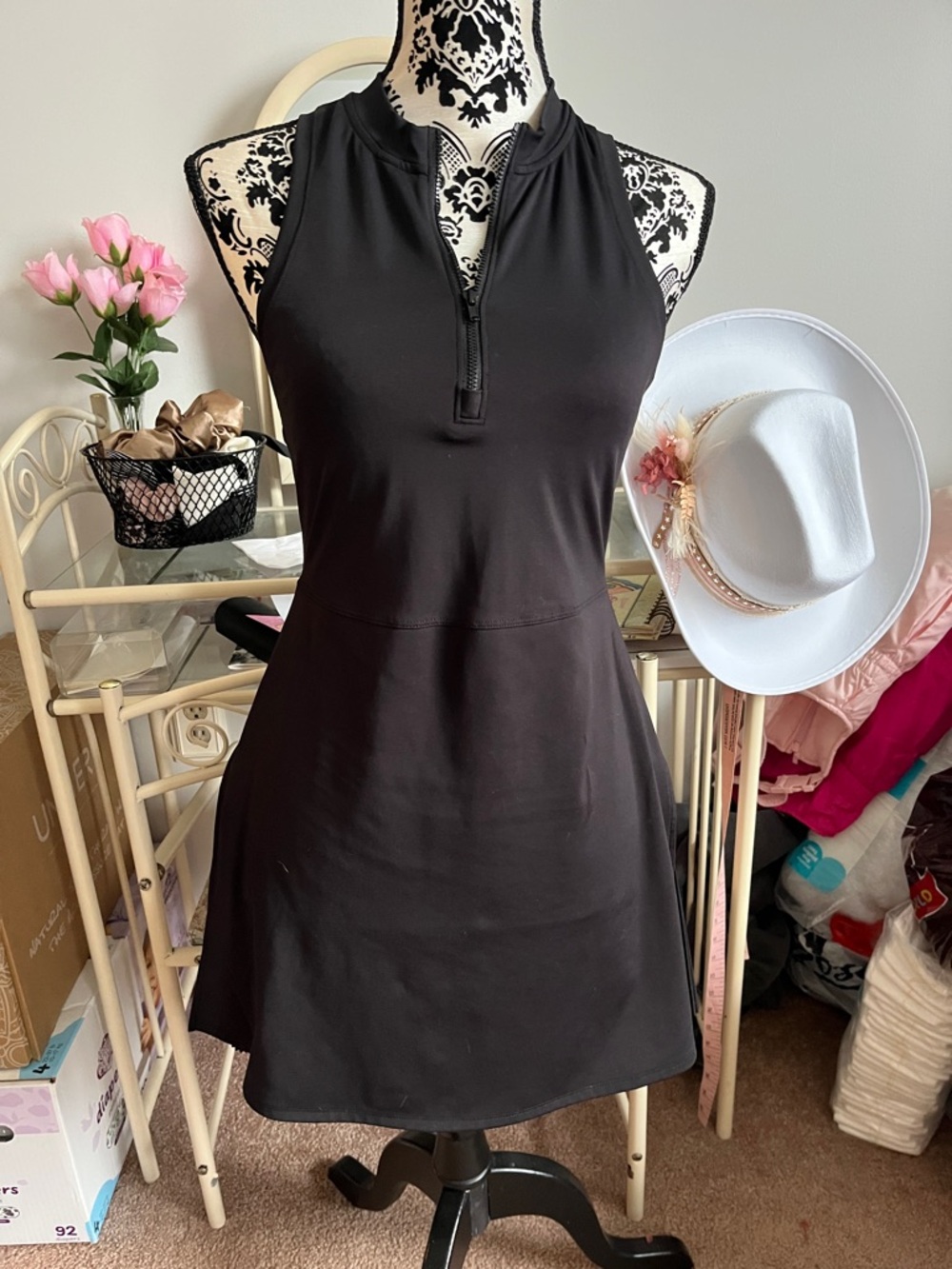 Old Navy Black Halter Zip-Front Mini Dress